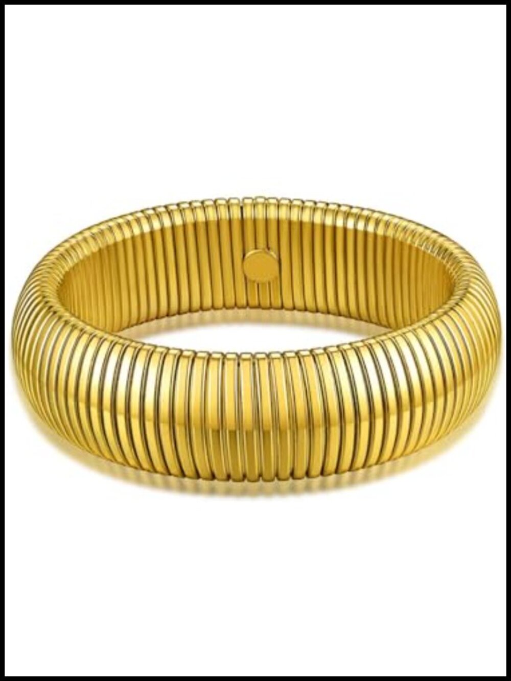 KeyStyle Bangle Bracelets Women Stainless Steel Stretch Bracelet Wide 18k Gold